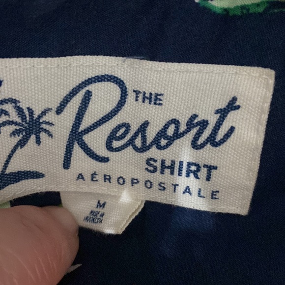 Aeropostale Mens Hawaiin Shirt Medium Tropical Floral Button Up Short Sleeve - Picture 10 of 11